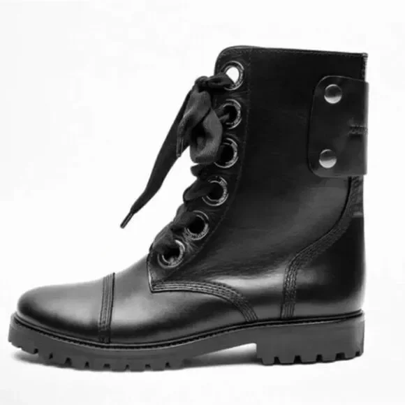 Zadig & Voltaire Joe Lug Sole Leather Combat Boot NIB 37 - Picture 3 of 14